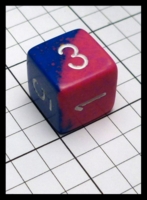Dice : Dice - 6D - Chessex Half and Half Pink and Blue with White Numerals - POD Jul 2015